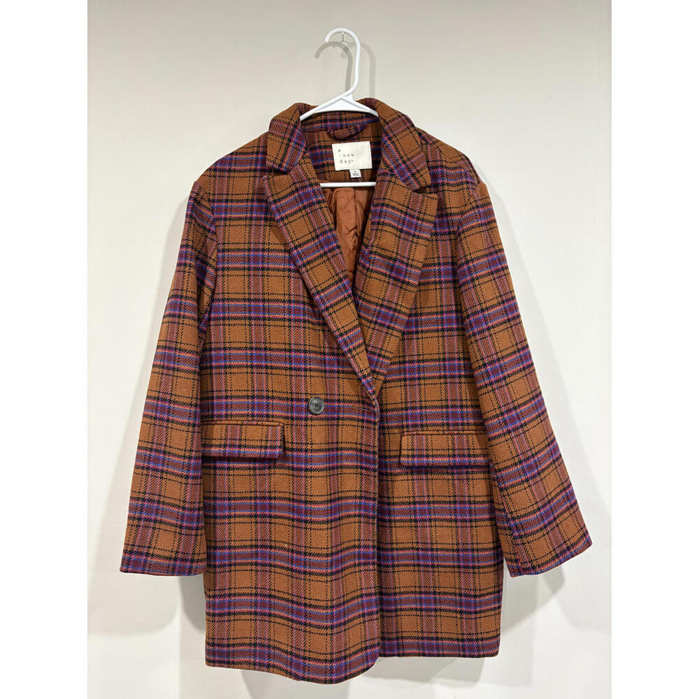 A New Day plaid womens coat size Small great condition